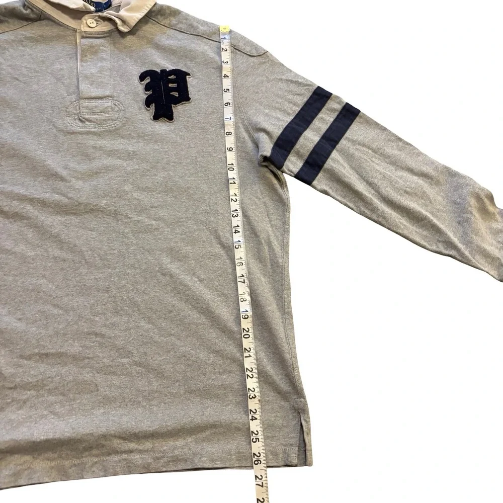 Polo Ralph Lauren Mens Gray Custom Fit Rugby Shirt Patch Elbow 67 Large L